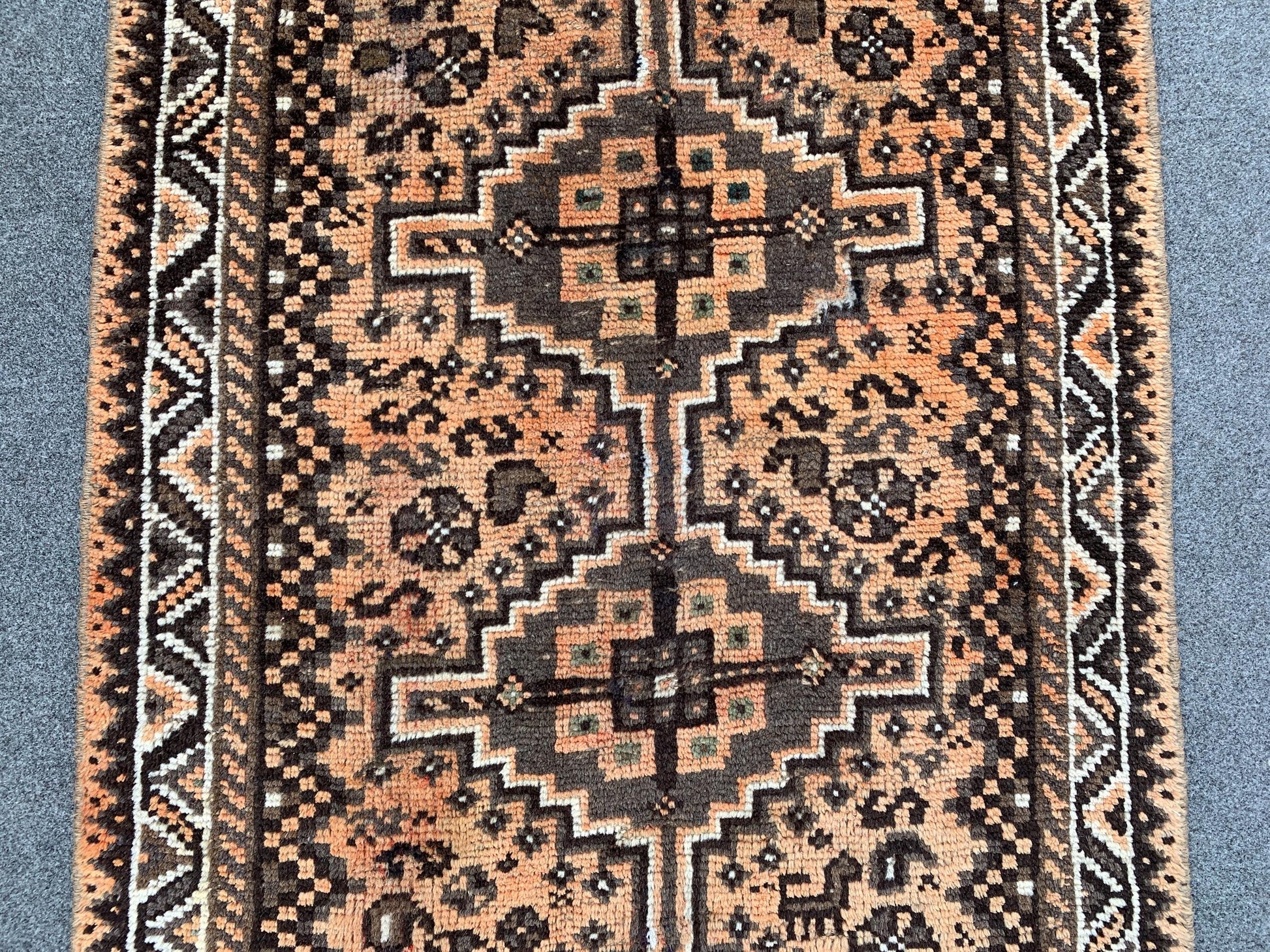 3x8 Ft Runner Antique Rug, Caucasian Runner Rug, Afghan Hand knotted Wool Rug, Vintage Oriental Rug, Turkmen Tribal Rug, Hallway Runner Rug.