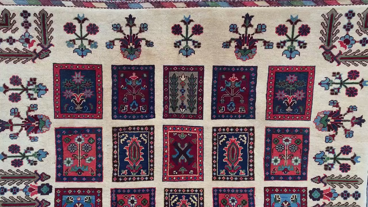 5x6 Ft Amazing Afghan Rug, Natural Hand Knotted Rug, Checkered Floral design Rug, Good Pile Rug, Oriental Wool Rug, Bedroom Living Room Rug.