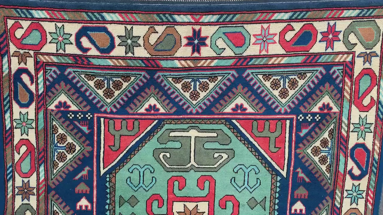 Afghan Geometric Peshawari Kazak Rug, Hand Knotted Wool Rug, Turkmen Tribal Rug, Oriental Rug Home Decor Rug, Bedroom Living Room Rug 4x7 ft