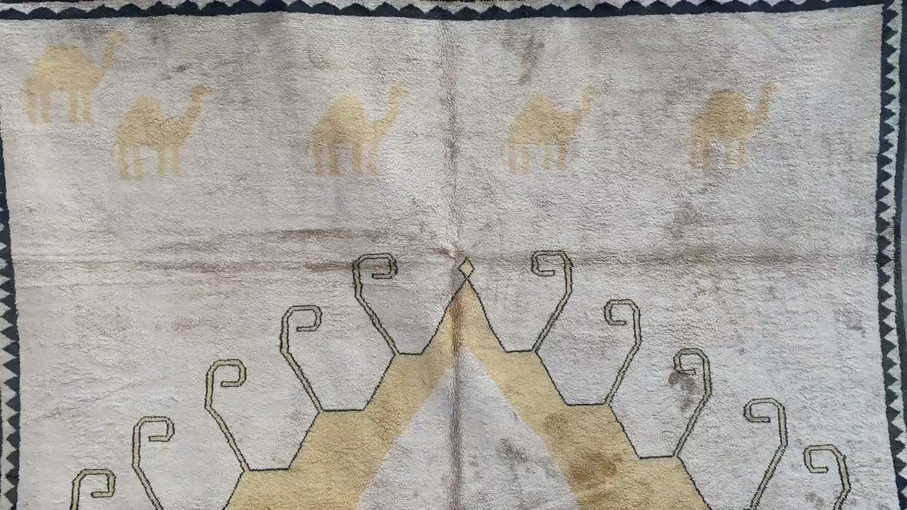 Beige Yellow Silk Rug 6x8 Ft Handmade Afghan Silk Rug, Geometric Area Rug, Turkmen Silk Rug, Soft Pile Rug, Rugs for Bedroom Living Room Rug
