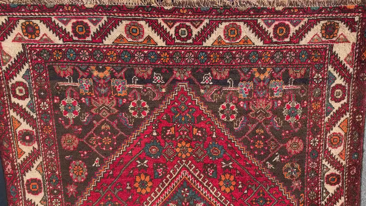 3x5 One of a kind vintage Rug, Natural Afghan Hand Knotted Wool Rug, Geometric Area Rug, High Pile Rug, Rugs for Bedroom Office Kitchen Rug.