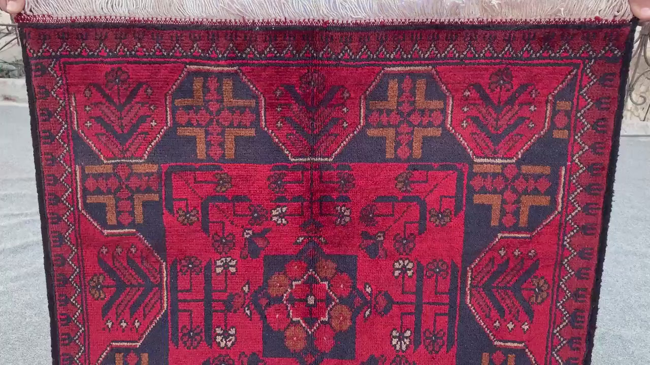 Afghan Bukhara design Rug, Afghan Handmade Rug, Khal Mohammadi Rug, Oriental Wool Rug, Home Decor Rug, Rugs for Kitchen Bedroom Rug 3x4 ft