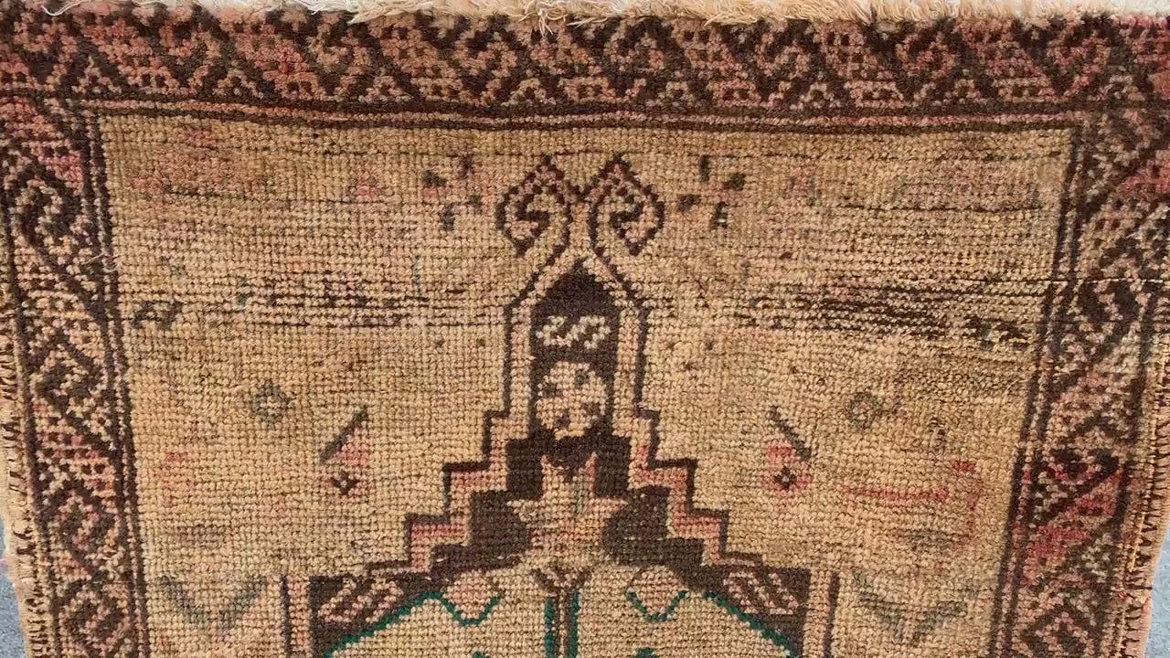 Antique Runner Rug 2x6 Ft Afghan Hand Knotted Runner Rug, Low Pile Rug, Vintage Pictorial Rug, Oriental Wool Rug Bedroom Hallway Runner Rug.