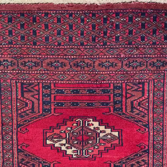 Vintage Pakistani Runner Rug 2x6 Ft Hand Knotted Runner Rug, Geometric Area Rug, Red Blue Runner Rug, Home Decor Rug, Hallway Runner Rug etc