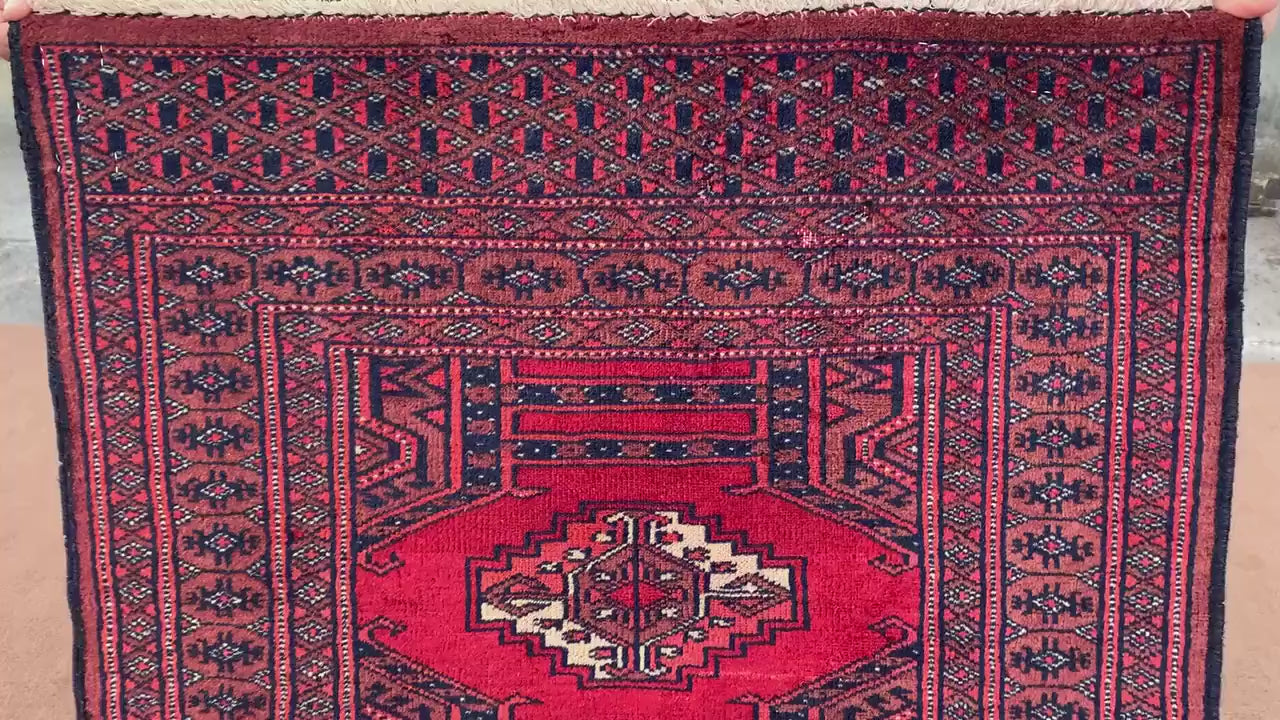 Vintage Pakistani Runner Rug 2x6 Ft Hand Knotted Runner Rug, Geometric Area Rug, Red Blue Runner Rug, Home Decor Rug, Hallway Runner Rug etc