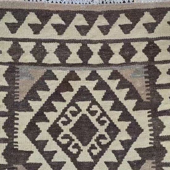 Geometric Maimana Sumak Kilim Runner Rug, Afghan Hand Knotted Rug, Flatweave Kilim Rug Natural Kilim Rug, Bedroom Hallway Runner Rug 3x10 ft