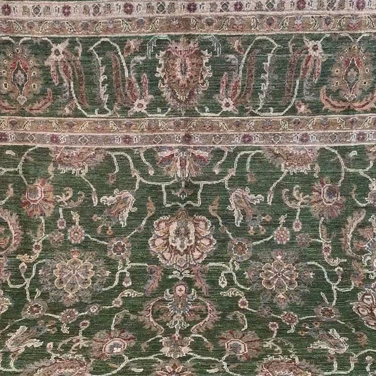 Turquoise Green Rug Handmade Wool Rug, Natural dyes Rug Large Afghan Floral Chobi Rug, Turkmen Traditional Rug, Bedroom Living Room Rug 8x11
