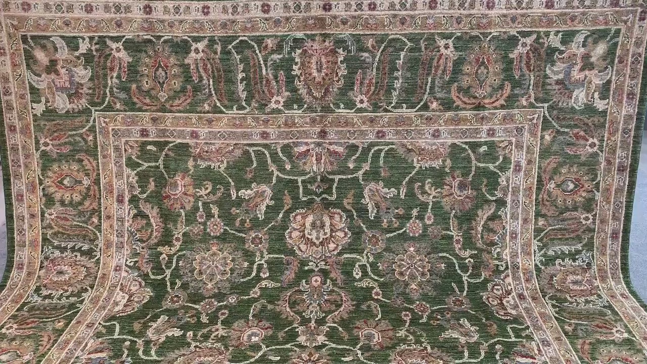 Turquoise Green Rug Handmade Wool Rug, Natural dyes Rug Large Afghan Floral Chobi Rug, Turkmen Traditional Rug, Bedroom Living Room Rug 8x11