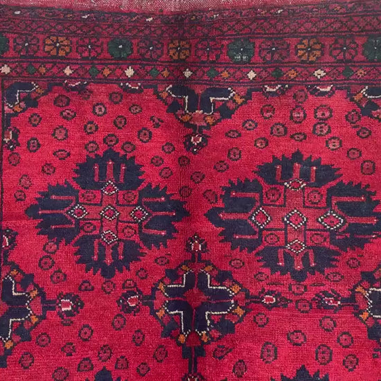 Bukhara Vintage Rug 3x5 ft  Handmade Afghan Rug Tribal Wool Area Rug Red Bukhara Rug Oriental Geometric Rug Kitchen Rug Entryway Bedroom Rug