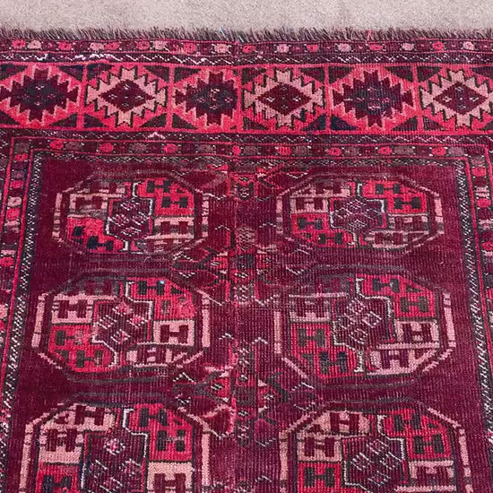 Vintage Rug 3x6 ft Handmade Afghan Wool Rug Turkmen Tekke design Rug Oriental Area Rug Bedroom Rug 1960s Antique Rug Hallway Runner Rug etc.