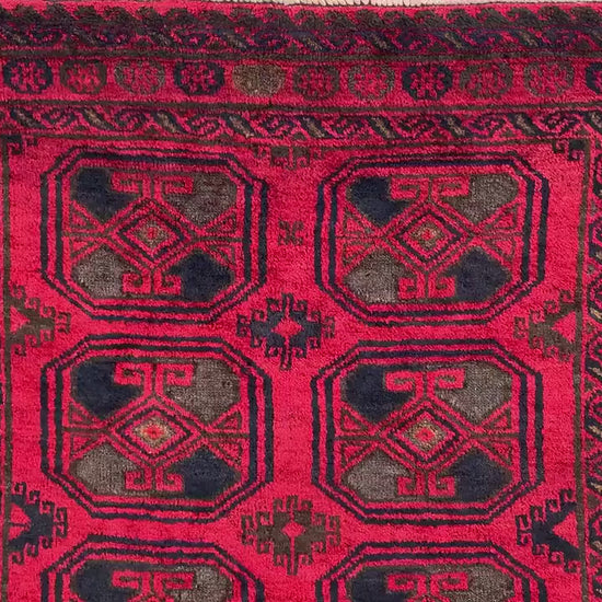 Vintage Tekke Rug 4x6 ft Handmade Afghan Rug Tekke design Baluchi Rug Tribal Turkmen Rug Oriental Wool Area Rug Antique Kitchen Bedroom Rug.