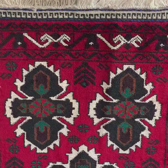 3x5 Ft Vintage Rug, Afghan Handmade Wool Rug, Geometric Area Rug, Oriental Turkmen Rug, Antique Tribal Rug, Rugs for Bedroom Hallway Rug etc