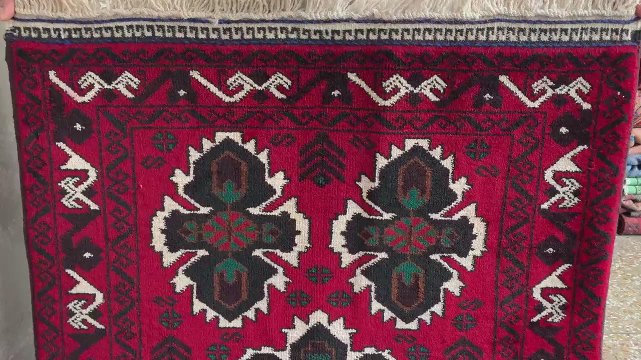 3x5 Ft Vintage Rug, Afghan Handmade Wool Rug, Geometric Area Rug, Oriental Turkmen Rug, Antique Tribal Rug, Rugs for Bedroom Hallway Rug etc