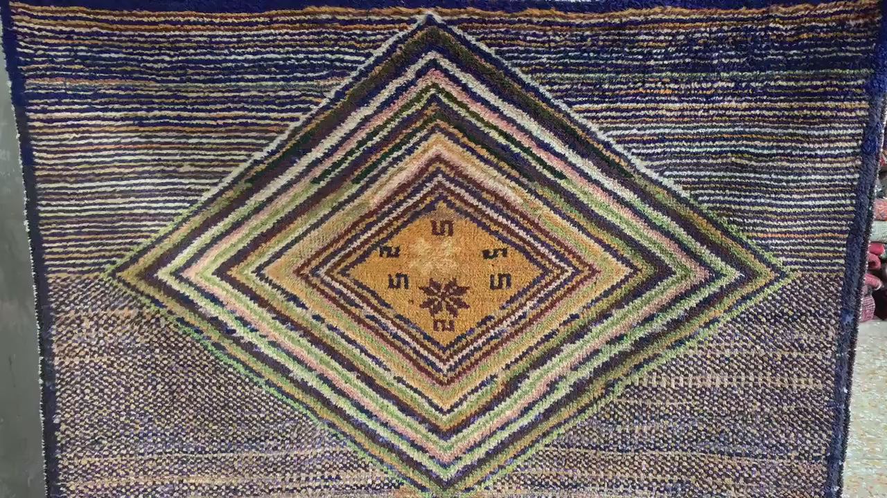 3x4 Ft Vintage Rug, Geometric design Rug, Afghan Handmade Rug, High Pile Rug Baluchi Oriental Rug, Best for Hallway Kitchen Bedroom Rug etc.