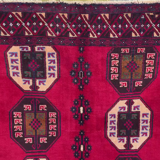 4x6 Ft Red Vintage Rug, Hand Knotted Afghan Wool Rug, Herati Baluchi Rug, Tribal Rug, Oriental Rug, Home Decor Rug, Bedroom Rug Hallway Rug.