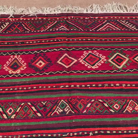 5x10 Ft Antique Afghan kilim Rug, Hand Knotted Wool kilim Rug, Oriental Flatweave kilim Rug, Vintage Striped Rug, Bedroom Living Room Rug.