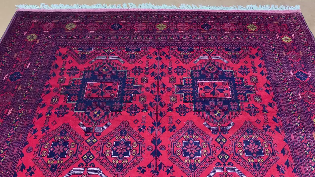 6x9 ft Afghan Khal Muhammadi Rug Handmade Afghan Wool Rug, Geometric Area Rug Oriental Khal Muhammadi Rug. Rugs for Bedroom Living Room Rug.