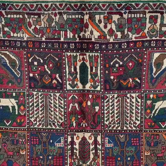 5x10 Ft Vintage Pictorial Rug, Afghan Hand Knotted Rug, Oriental Wool Rug, Antique Tribal Rug, Home Decor Rug, Bedroom Rug, Living Room Rug.