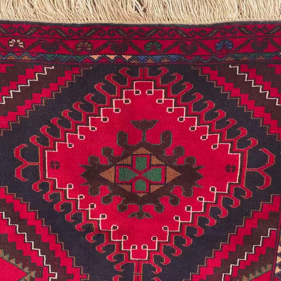 3x6 Ft Runner Rug, Natural Hand Knotted Afghan Rug, Geometric Area Rug High Pile Rug, High Quality Rug Oriental Wool Rug, Hallway Runner Rug