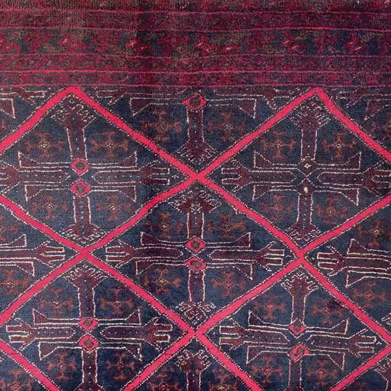 3x5 Ft Vintage Afghan Rug, Hand Knotted Wool Rug, Khal Muhammadi design Rug, Geometric Area Rug, Home Decor Rug, Rugs for Bedroom Office Rug