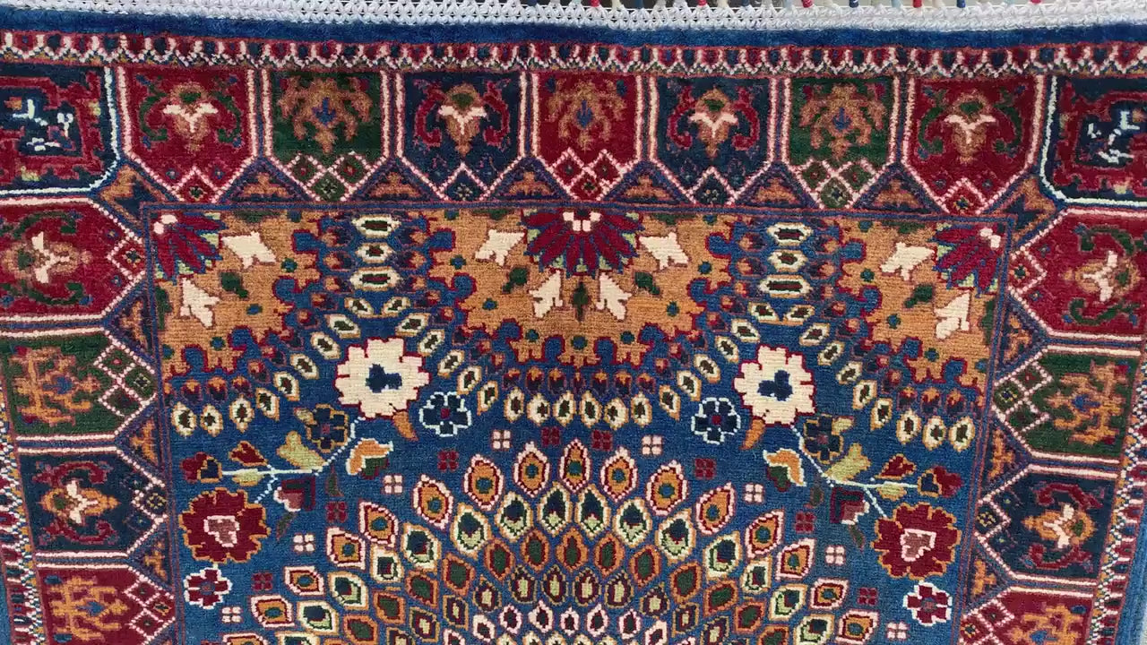 3x4 Ft Amazing Floral Rug, Afghan Hand Knotted Rug, Good Pile Rug, Bukhara design Rug, Oriental Wool Rug, Best for Office Rug, Bedroom Rug.