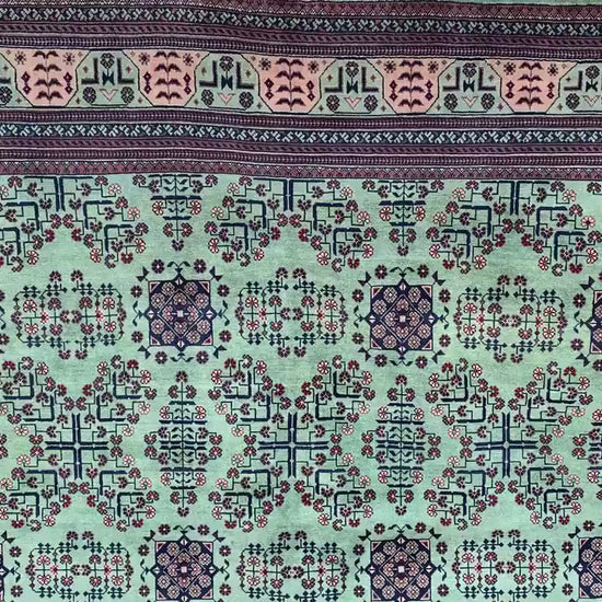 8x12 Ft Large Afghan Bukhara Rug, Natural Hand Knotted Wool Rug, High Quality Bukhara Rug, Turkmen Oriental Rug Dining Room Living Room Rug.