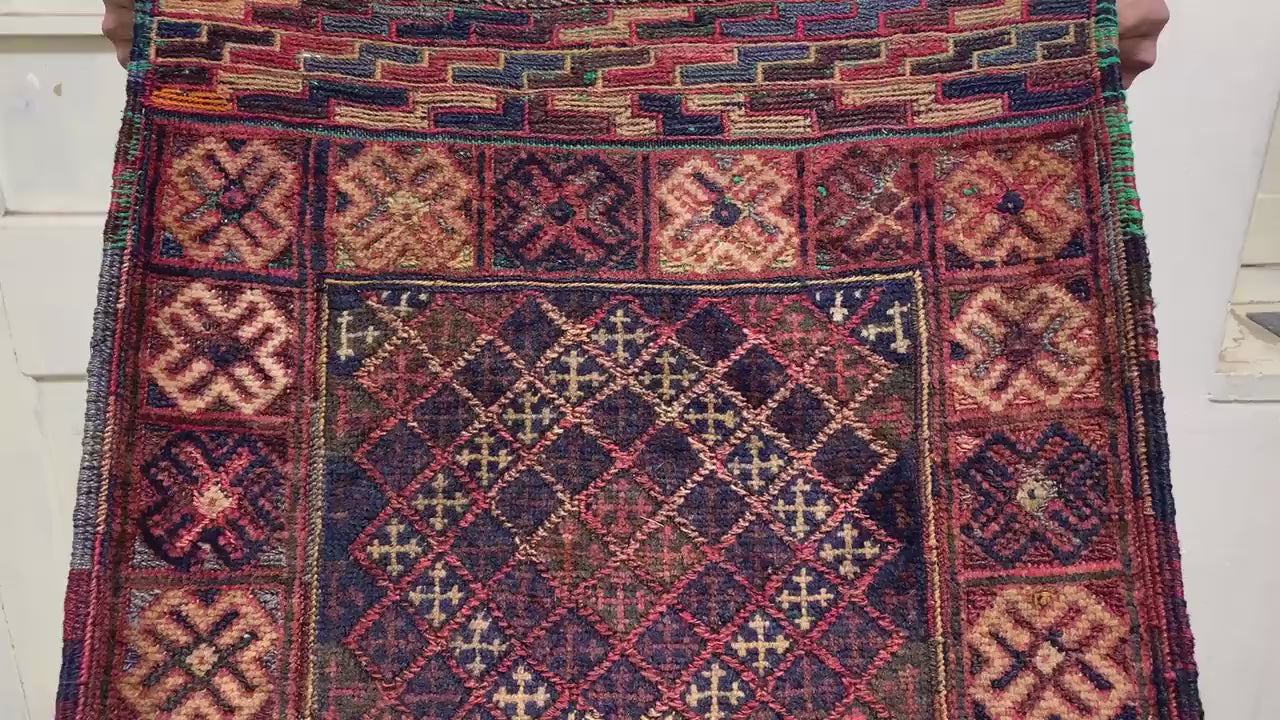 Vintage Geometric Rug, Mashwani Runner Kilim Rug, Afghan Handmade Rug, Herati Wool Rug, One of a kind Antique Rug, Hallway Runner Rug 2x9 ft
