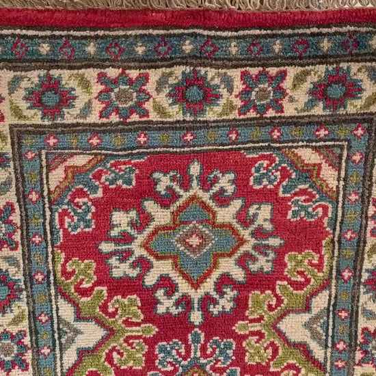 2x6 Ft Afghan Runner Rug, Hand Knotted Runner Rug, Geometric Area Rug, Oriental Vintage Rug, Turkmen Kazak Rug, Bedroom Hallway Runner Rug.