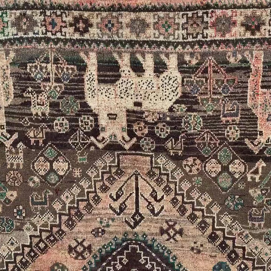 Antique Pictorial Animal Rug 5x8 Ft Caucasian design Rug, Hand knotted Vintage Rug, Oriental Afghan Rug, Turkmen Tribal Rug, Living Room Rug