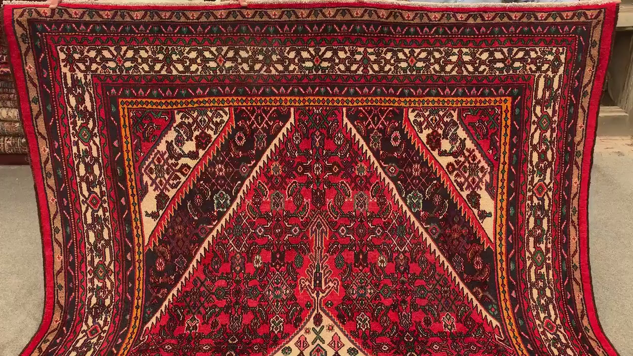 7x10 ft Vintage Caucasian design Rug, Afghan Hand Knotted Wool Rug, Turkmen Tribal Rug, Geometric Oriental Rug, Living Room Dining Room Rug.