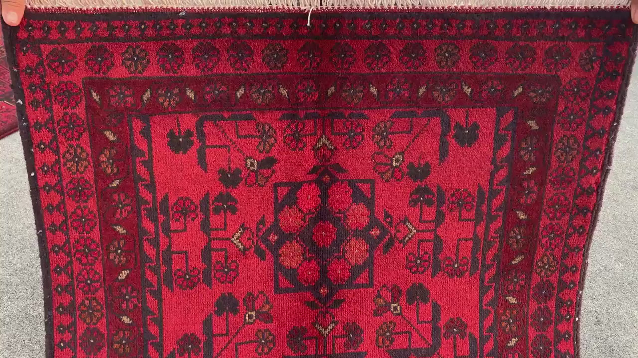 Red Bukhara design Rug, Afghan Khal Mohammadi Rug, Hand Knotted Wool Rug, Oriental Rug, Home Decor Rug, Bedroom Rug, Kitchen Rug 3x4 ft