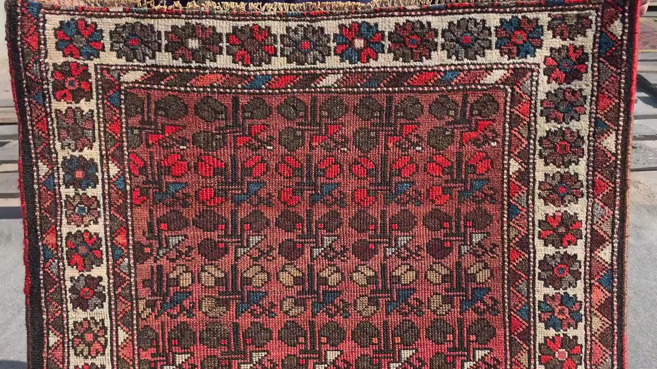 3x10 Ft Antique Afghan Runner Rug, Hand Knotted Runner Rug, Low Pile Rug, Vintage Floral Runner Rug, Oriental Runner Rug Hallway Runner Rug.