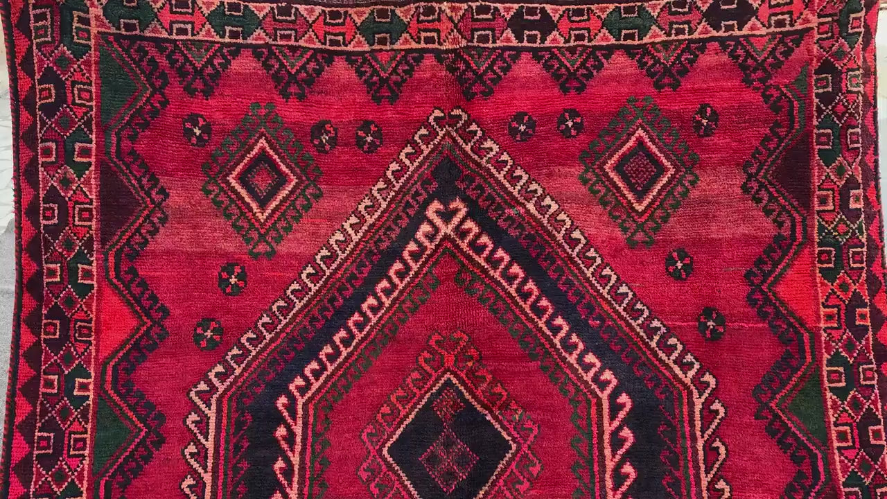 5x9 ft Vintage Red Rug Afghan Handmade Rug, Caucasian design Rug, Geometric Rug, Oriental Wool Rug, Tribal Antique Rug Entryway Bedroom Rug.