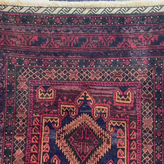 4x6 Vintage Rug, Natural Hand Knotted Afghan Wool Rug, Herati Baluchi Rug, Geometric Area Rug, Oriental Tribal Rug, Bedroom Rug Hallway Rug.