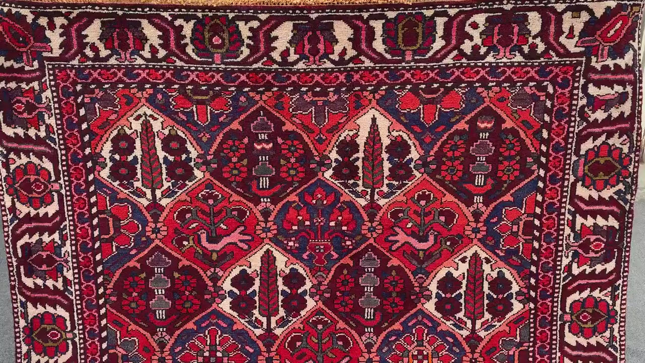Vintage Rug 5x9 Ft Birds Floral design Rug, Afghan Hand Knotted Rug, Oriental Wool Rug, Turkmen Tribal Rug, Home Decor Rug, Living Room Rug.