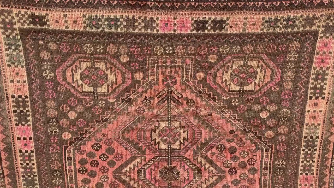 4x5 Ft Antique Caucasian Rug, Afghan Handmade Rug, Low Pile Rug, Oriental Vintage Rug, Turkmen Tribal Rug, Bedroom Rug, Kitchen Hallway Rug.