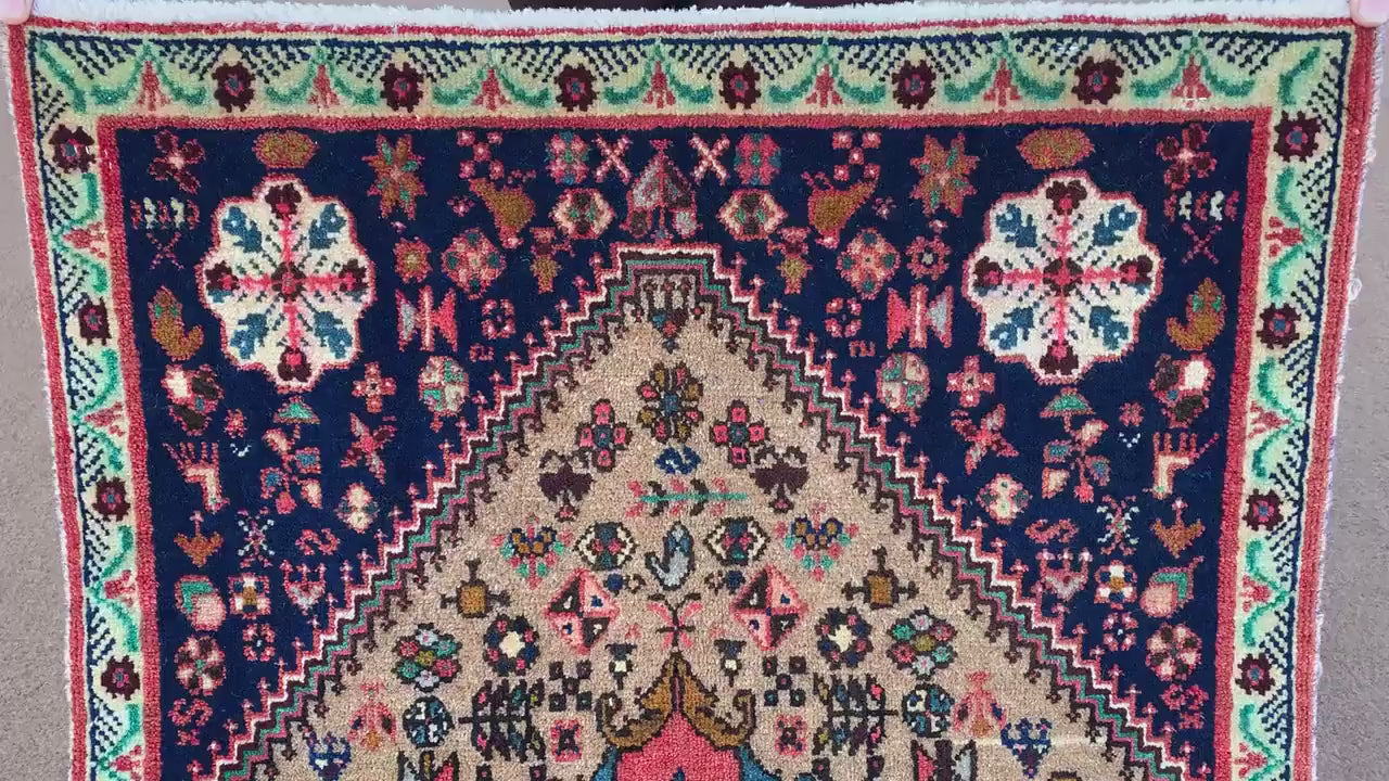 Dark Beige Vintage Rug 2x3 ft Caucasian Rug Handmade Afghan Rug Tribal Turkmen Rug Oriental Wool Rug 1960s Antique Rug Entryway Bedroom Rug.