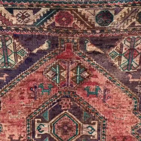 Vintage Rug 4x6 Ft Caucasian design Rug, Afghan Handmade Rug, Low Pile Rug, Oriental Wool Rug, Antique Tribal Rug, Bedroom Rug, Hallway Rug.