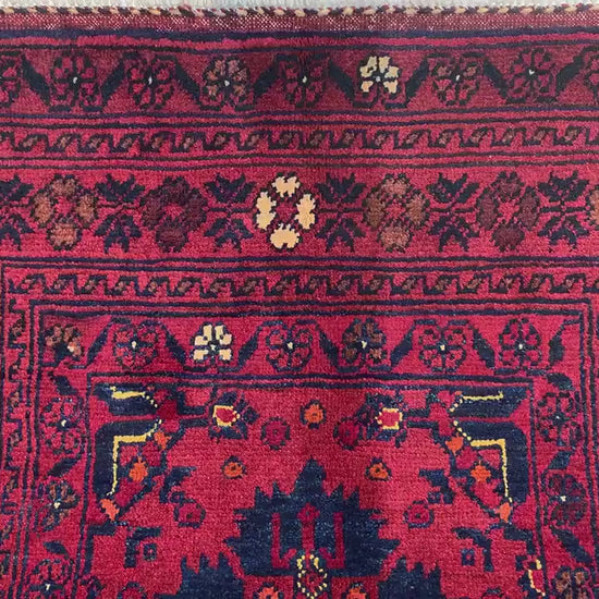 Vintage Bukhara Rug 3x4 ft Handmade Afghan Rug, Tribal Wool Area Rug Oriental Bukhara Rug, Geometric Area Rug, Entryway Kitchen Bedroom Rug.