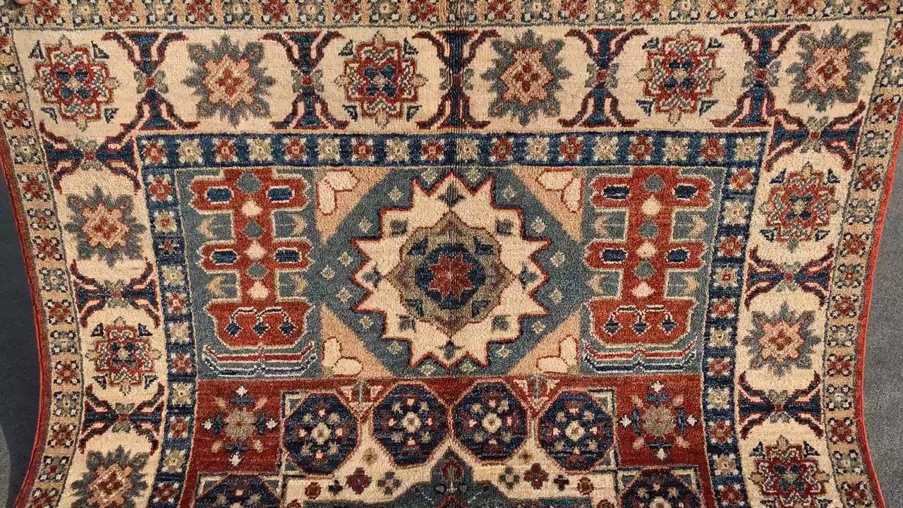 Afghan Handmade Rug, 4x6 ft Mamluk Geometric Rug, Traditional Turkmen Rug, Natural dyes Rug, Oriental Wool Rug, Living Room Rug Bedroom Rug.