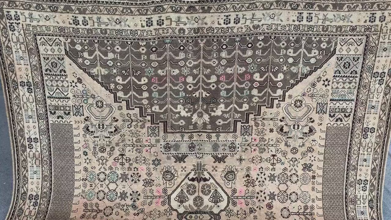 6x9 Ft Antique Rug, Caucasian design Rug, Hand knotted Vintage Rug, Oriental Afghan Rug Turkmen Tribal Rug, Dining Table Rug Living Room Rug