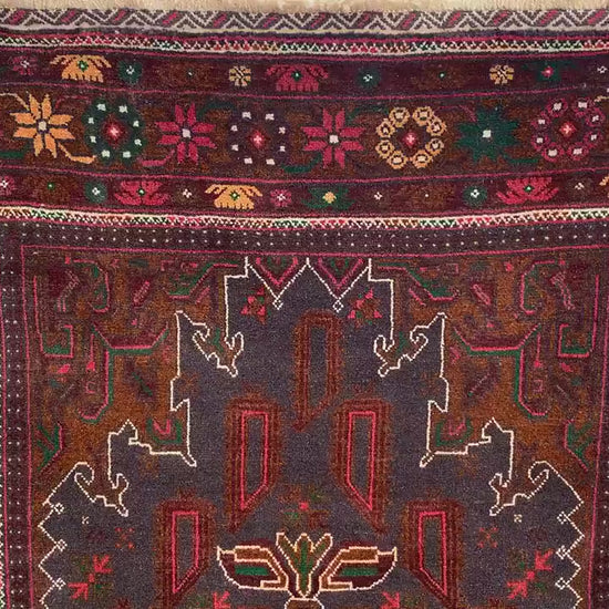 Vintage Rug 4x7 ft Handmade Afghan Rug, Famous Herati Baluchi Rug Oriental Wool Rug, Geometric Rug, Home Decor Living Room Rug, Bedroom Rug.
