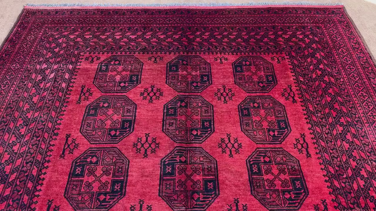 Antique Ersari Rug 7x10 ft Afghan Handmade Wool Rug Antique Bukhara Rug Tribal Turkmen Rug Oriental Vintage Rug Bedroom Rug Living Room Rug.