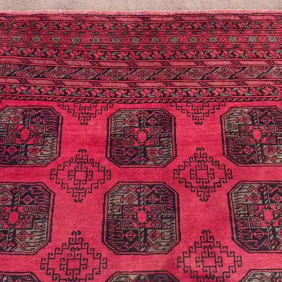 1960s Antique Tekke Rug 4x8 ft Handmade Afghan Wool Rug Turkmen Ersari design Rug Oriental Vintage Rug Entryway Bedroom Rug Living Room Rug.