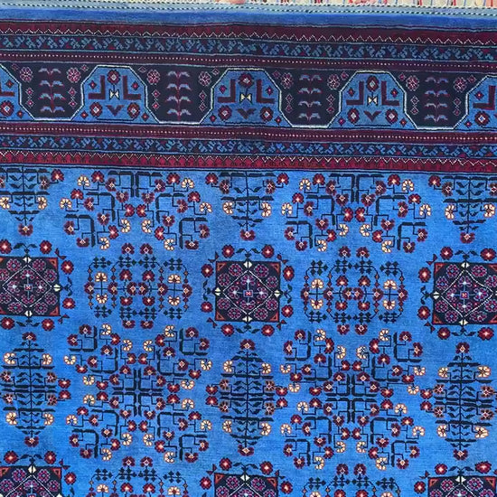 7x10 Ft Blue Bukhara Rug, Natural Afghan Hand Knotted Wool Rug, High Quality Bukhara Rug Oriental Rug Modern Rug, Living Room Rug 200x300 Cm
