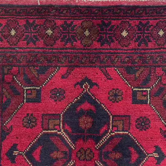 Vintage Bukhara Rug 3x4 ft Handmade Afghan Rug, Khal Muhammadi design Bukhara Rug, Tribal Wool Rug Oriental Area Rug Bedroom Rug Office Rug.