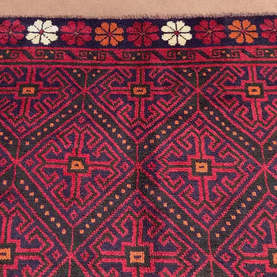 One of a kind Vintage Rug 5x7 ft Afghan Handmade Wool Rug, Oriental Turkmen Rug, Geometric Area Rug Home Decor Rug, Bedroom Living Room Rug.