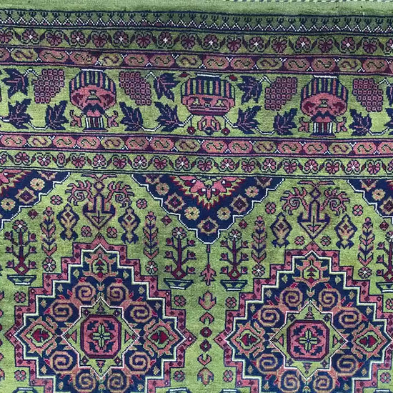 5x7 Ft Amazing Green Rug, Afghan Hand Knotted Wool Rug, New Bukhara design Rug, Oriental Rug, Fine Quality Rug, Bedroom Rug Living Room Rug.