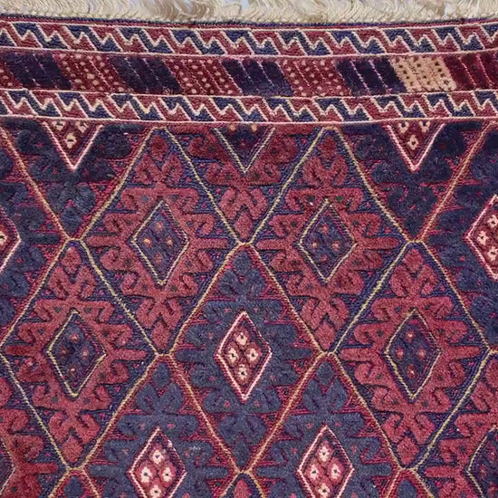 Vintage Mashwani Runner Kilim Rug Afghan Handmade Wool Rug, Herati Mashwani Rug One of a kind Antique Rug, Bedroom Hallway Runner Rug 3x9 ft