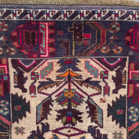 3x4 Ft Vintage Baluchi Rug, Afghan Hand Knotted Rug, Oriental Wool Rug, Herati Area Rug, Best for Office Rug, Good Pile Rug, Bedroom Rug etc